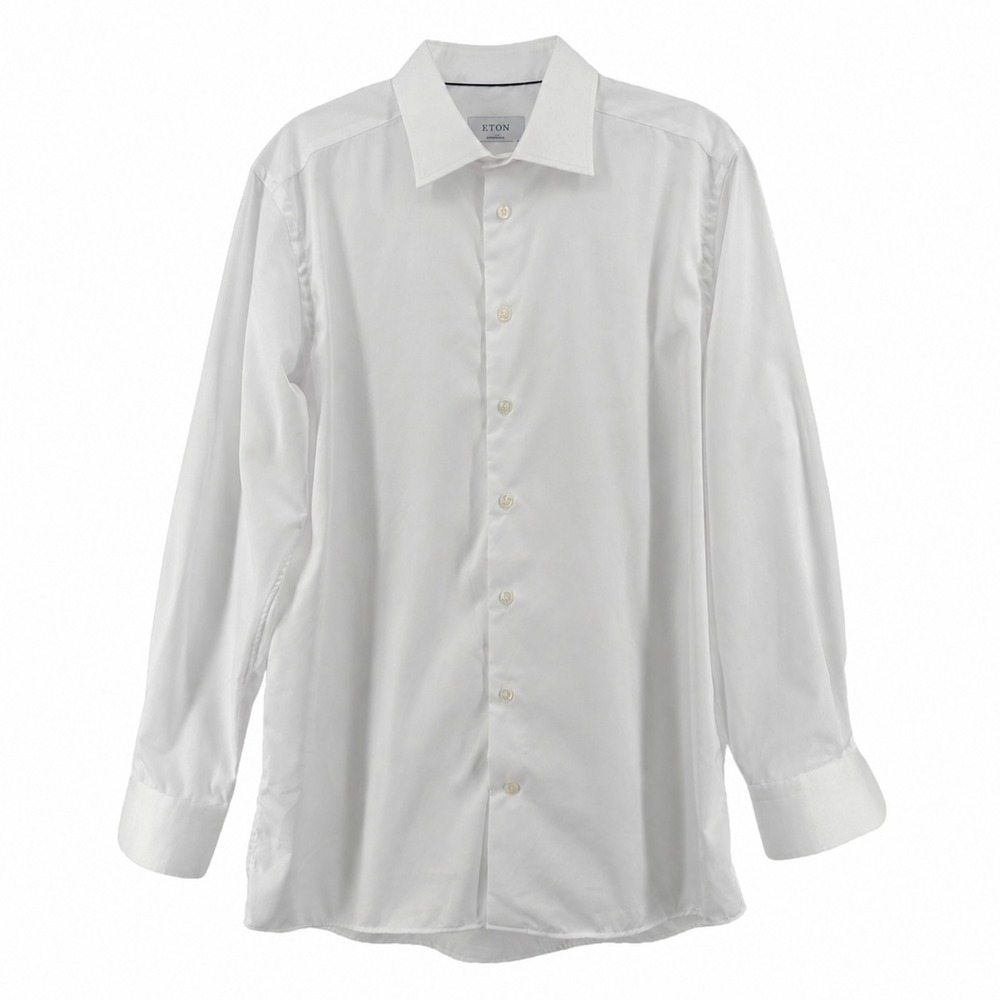 Eton Dress Shirt Men 16.5 42 Contemporary Fit White Point Collar Barrel Cuff